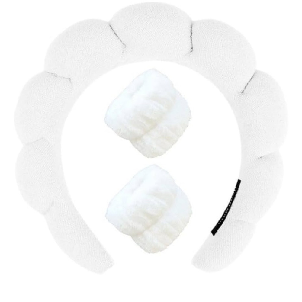 White Spa Headband And 2 Waistbands Handmade New